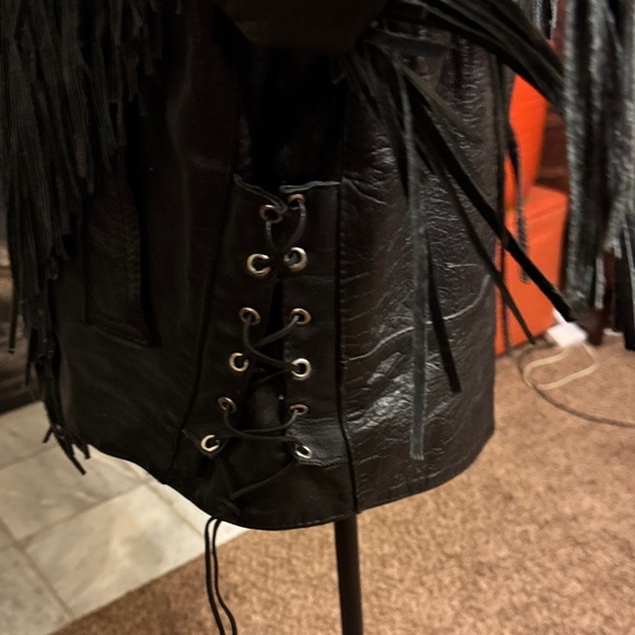 Harley-Davidson Black Leather Jacket with Fringe - Picture 3 of 3